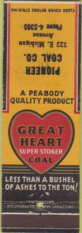 Matchbook Cover - Pioneer Coal Great Heart Chicago?
