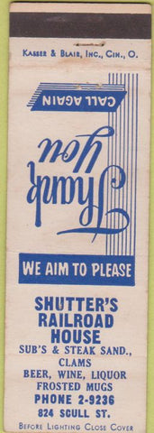 Matchbook Cover - Shutter's Railroad House Lebanon PA