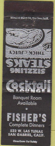 Matchbook Cover - Fisher's San Gabriel CA