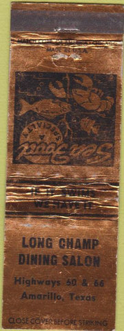 Matchbook Cover - Long Champ Dining Salon Amarillo TX Route 66 WEAR
