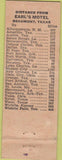 Matchbook Cover - Earl's Motel Beaumont TX