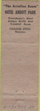 Matchbook Cover - Hotel Abbott Park Providence RI WORN