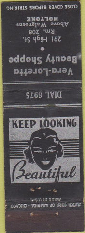 Matchbook Cover - Vera Loretta Beauty Shoppe Holyoke MA girlie Walgreens