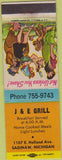 Matchbook Cover - J and E Grill Saginaw MI hillbilly