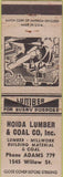 Matchbook Cover - Hoida Lumber Coal WEAR