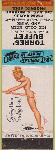 Matchbook Cover - Torres Buffet Phoenix AZ pinup WORN
