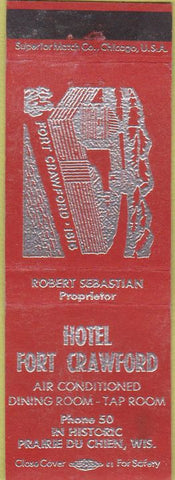 Matchbook Cover - Hotel Fort Crawford Prairie Du Chien WI