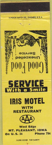 Matchbook Cover - Iris Motel Mount Pleasant IA