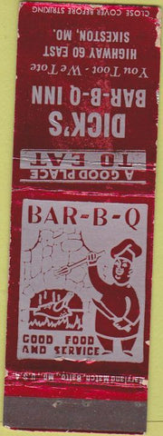 Matchbook Cover - Dick's BBQ Sikeston MO