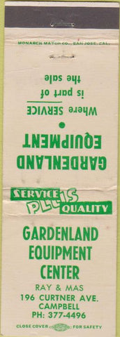 Matchbook Cover - Gardenland Equipment Campbell CA WEAR Lawn Mowers