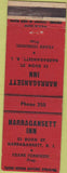 Matchbook Cover - Narragansett Inn RI red