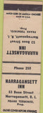 Matchbook Cover - Narragansett Inn RI white