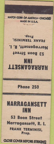 Matchbook Cover - Narragansett Inn RI white