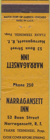 Matchbook Cover - Narragansett Inn RI yellow