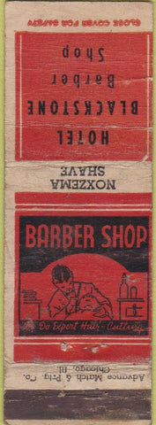 Matchbook Cover - Hotel Blackstone Barber Shop Noxzema Advance Chicago IL WORN