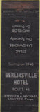 Matchbook Cover - Berlinsville Hotel Michelob beer WORN