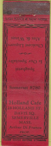Matchbook Cover - Holland Cafe Semersville MA