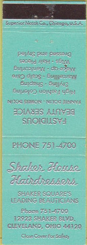 Matchbook Cover - Shaker Hosue Hairdressers salon Cleveland OH