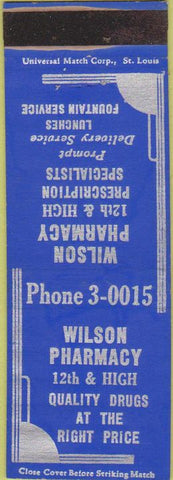 Matchbook Cover - Wilson Pharmacy Drugs Des Moines? IA
