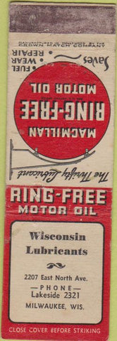Matchbook Cover - MacMillan Motor Oil Wilwaukee WI Crown WORN