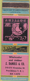 Matchbook Cover - Z Daniels Pottery Jobber Providence RI WEAR