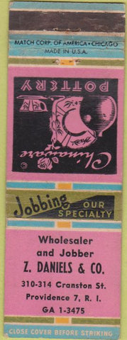 Matchbook Cover - Z Daniels Pottery Jobber Providence RI WEAR