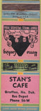 Matchbook Cover - Stan's Cafe Grafton ND Bus Depot WORN
