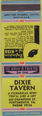 Matchbook Cover - Dixie Tavern Portsmouth VA