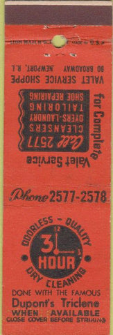 Matchbook Cover - 3 Hour Dry Cleaning Newport RI