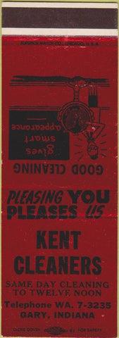 Matchbook Cover - Kent Cleaners Gary IN SAMPLE
