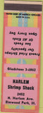 Matchbook Cover - Harlem Snack Shack Elmwood Park IL