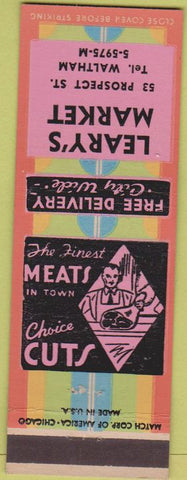 Matchbook Cover - Leary's Market Waltham MA