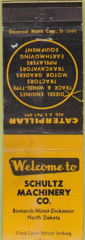 Matchbook Cover - Schultz Machinery Tractors Bismarck Minot Dickinson ND WORN