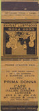Matchbook Cover - Prima Donna Cafe NO TOWN