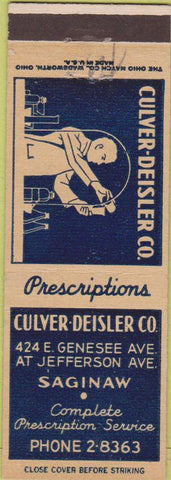 Matchbook Cover - Culver Deisler Co Saginaw MI
