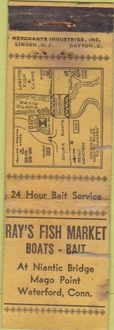 Matchbook Cover - Ray's Fish Market Waterford CT Merchants WORN