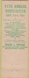 Matchbook Cover - RMS Convention Hotel Columbia Asbury Park NJ 1951 Letter P