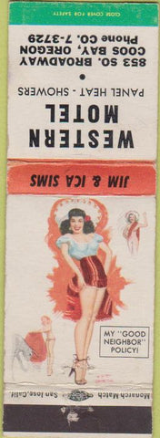 Matchbook Cover - Western Motel Coos Bay OR pinup