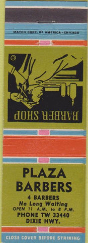 Matchbook Cover - Plaza Barbers NO TOWN