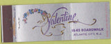 Matchbook Cover - Valentine Atlantic City NJ Lingerie women's clothes