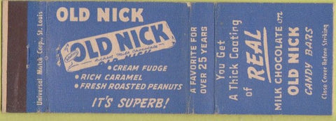 Matchbook Cover - Old Nick Candy Bar
