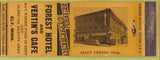 Matchbook Cover - Forest Hotel Vertin's Cafe Ely MN
