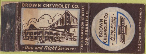 Matchbook Cover - Brown Chevrolet San Francisco CA WORN