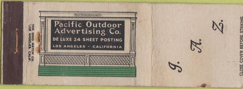 Matchbook Cover - Pacific Outdoor Advertising Co Los Angeles CA