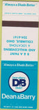 Matchbook Cover - Dean Barry Paint Columbus OH SAMPLE