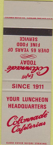 Matchbook Cover - Colonnade Cafeterias Cincinnati OH SAMPLE