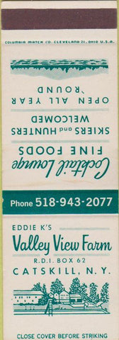 Matchbook Cover - Valley View Farm Catskill NY SAMPLE
