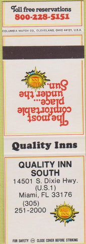 Matchbook Cover - Quality Inn South Miami FL SAMPLE