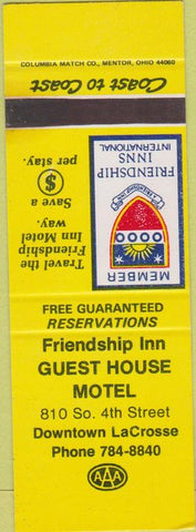 Matchbook Cover - Guest House Motel Downtown LaCrosse WI SAMPLE