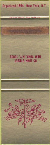 Matchbook Cover - Drug Chemical Club New York City SAMPLE